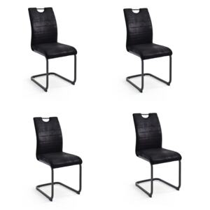 Set 4 scaune tapitate cu stofa si picioare metalice, Bilbao Negru, l43xA57xH95 cm