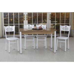 Set masa cu 4 scaune bucatarie Bella Homs 70 x 120 cm Alb-Nuc