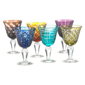 Set 6 pahare multicolore din sticla pentru vin Cuttings Pols Potten
