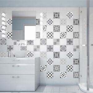 Set 60 autocolante de perete Ambiance Elegant Tiles Shade of Grey, 20 x 20 cm