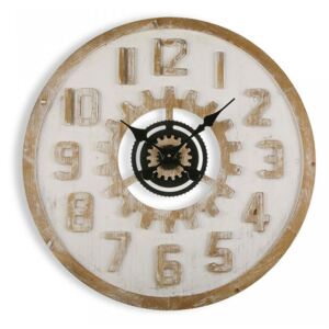 Ceas de perete rotund maro/negru din MDF si lemn 70 cm Vintage Clock Versa Home