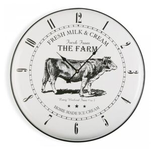 Ceas de perete rotund alb/negru din metal 61,5 cm Farmers Milk Versa Home
