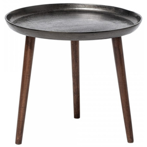 Masa rotunda neagra din lemn mango cu picioare din aluminiu 50x45 cm Bloomingville