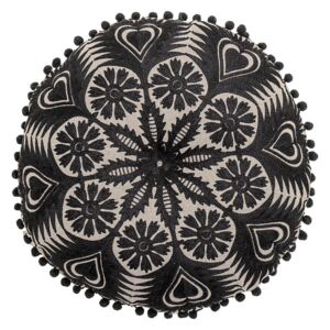 Pernă decorativă Bloomingville Mandala, ø 36 cm, negru-bej