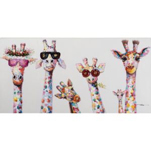 Tablou 'Curious Giraffes Family', 70cm H x 140cm W x 4cm D
