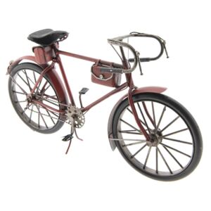 Macheta Bicicleta Retro din metal rosu 28 cm x 7 cm x 16 h