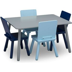 Delta Children - Set Masuta cu 4 scaunele din Lemn, 80x60 cm, Albastru/Gri