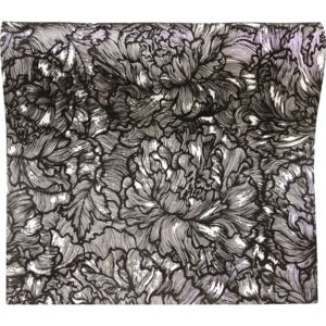 Tapet vlies imprimeu floral negru/alb 10,05x0,53 m