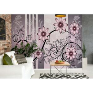 Fototapet - Floral Pattern With Swirls Vliesová tapeta - 416x254 cm