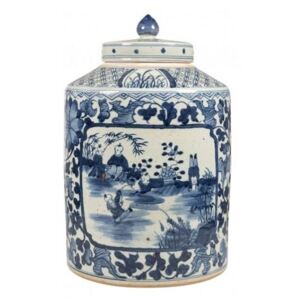 Vaza albastra din ceramica cu capac Delftware