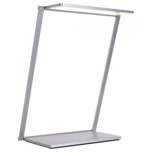 Lampa birou dimabila cu incarcare wireless si LED argintie din otel 21 cm Serenade
