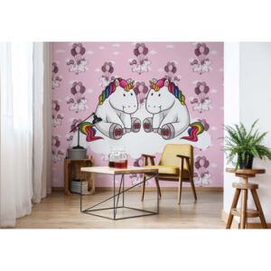 Fototapet - Sweet Unicorns Pink Vliesová tapeta - 416x254 cm