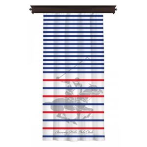 Draperie Beverly Hills Polo Club White Blue Red, 100% poliester, alb, albastru, rosu, 140x260 cm