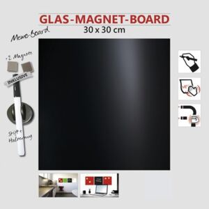 Tabla magnetica din sticla, neagra, 30x30 cm