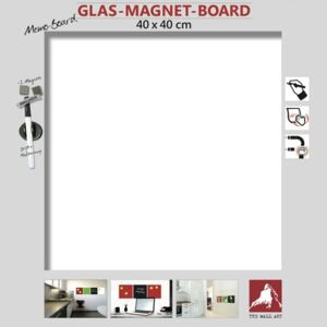Tabla magnetica din sticla, alba, 40x40 cm