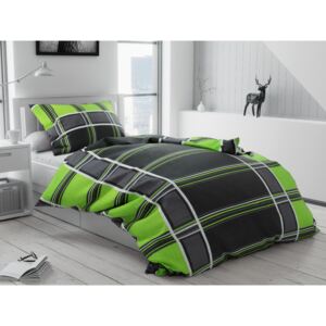 Lenjerie de pat creponată Carouri verde