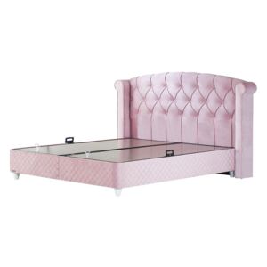 Pat elegant Visco Lux roz, cu lada pentru depozitare, 160x200 cm