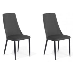 Set de 2 scaune tapitate Clayton, gri/negru, 47 x 58 x 96 cm
