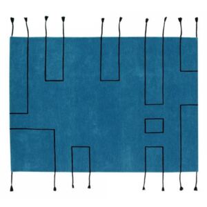 Covor dreptunghiular albastru din lana si bumbac 170x240 cm Nordic Lines Petroleum Lorena Canals