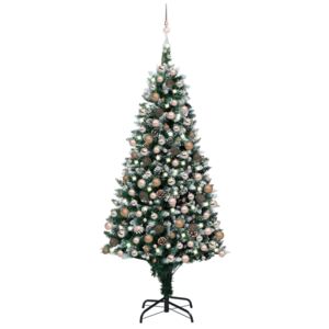 Brad de Crăciun artificial cu LED-uri&globuri&conuri pin 210 cm