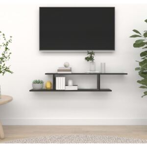 Raft TV cu montaj pe perete, negru, 125x18x23 cm, PAL