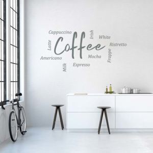Coffee III. - autocolant de perete Gri 60x30 cm
