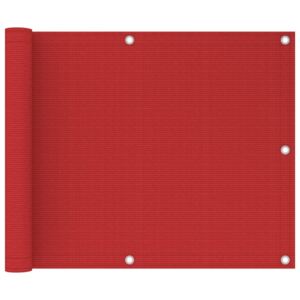 Paravan de balcon, roșu, 75x300 cm, HDPE