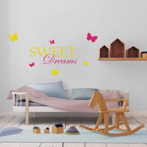 GLIX Sweet dreams - autocolant de perete Roz și galben 120 x 60 cm