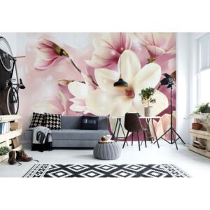 Fototapet - Magnolia Flowers Pink Vliesová tapeta - 250x104 cm