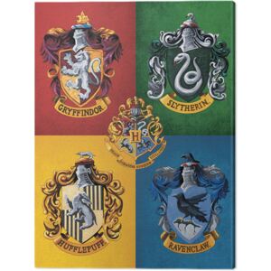 Harry Potter - Colourful Crests Tablou Canvas, (60 x 80 cm)