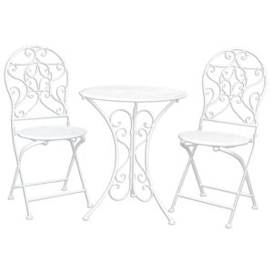 Set mobilier gradina 2 scaune pliabile si masa fier forjat alb