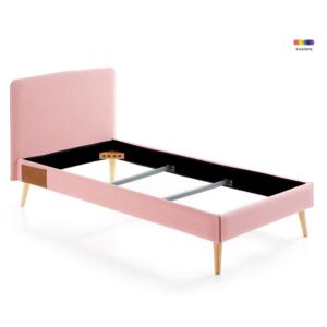 Cadru pat roz din lemn si textil 90x190 cm Lydia Pink La Forma