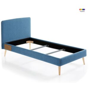 Cadru pat albastru din lemn si textil 90x190 cm Lydia Blue La Forma