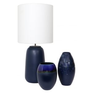 Set 1 Lampa cu 2 vaze HORY ceramica albastru 35 23.5 30 cm