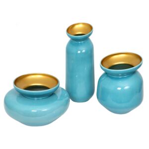 Set 3 vaze HERITAGE ceramica albastru 41 34 7.5 cm