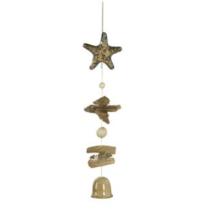 Clopotel-ghirlanda STAR, ceramica lemn, 65x7x12 cm