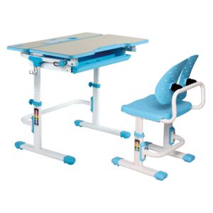 Set birou si scaun copii ergonomic reglabil in inaltime ErgoK S404 ALBASTRU