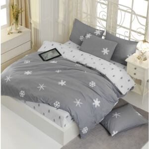 Lenjerie de pat cu cearșaf din bumbac ranforce, pentru pat dublu Mijolnir Janes Grey, 160 x 220 cm
