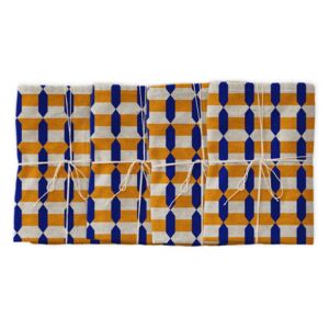Set 4 șervețele textile Linen Couture Orange Geometric, 43 x 43 cm