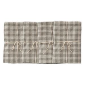 Set 4 șervețele textile Linen Couture Grey Vichy, 43 x 43 cm