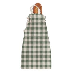 Plasă textilă pentru pâine Linen Couture Linen Bread Bag Green Vichy