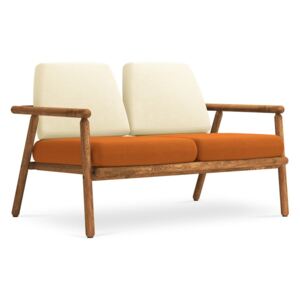 Canapea cu 2 locuri pentru exterior, construcție lemn masiv de salcâm Calme Jardin Capri, bej - portocaliu