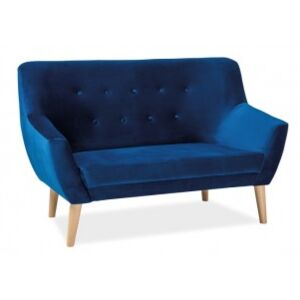 Canapea 2 locuri tapitat cu stofă NORDIC albastru marin