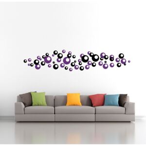Bubbles bicolour - autocolant de perete Negru și violet 2 x 30 x 30 cm