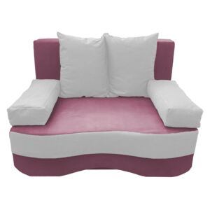 Canapea extensibilă 2 locuri, roz pastel alb - model JUNIOR