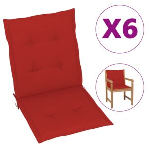 Perne scaun de grădină, 6 buc., roșu, 100 x 50 x 4 cm