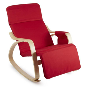 OneConcept Beutlin, scaun balansoar 68X90X97 CM (LxÎxA), mesteacăn, lemn, roșu