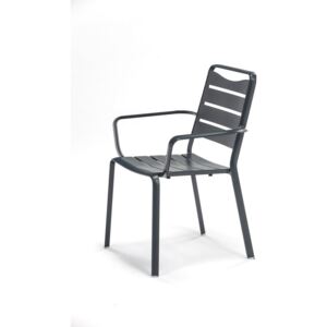 Set 4 scaune de grădină din aluminiu cu cotiere Ezeis Spring, gri