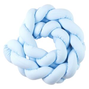 Protectie laterala patut bebe bumper impletit uni bleu 210 cm