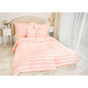 Lenjerie de pat din bumbac cu dungi - roz - Mărimea fată de pernă 40x40 cm